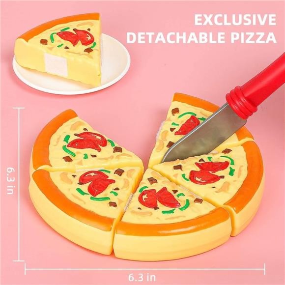 67Pc Pretend Play Food Sets for Kids Kitchen, Pizza Toy Food & Cutting Fake Food - Picture 2 of 6